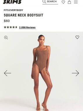 SKIMS Square Neck Bodysuit in Brown